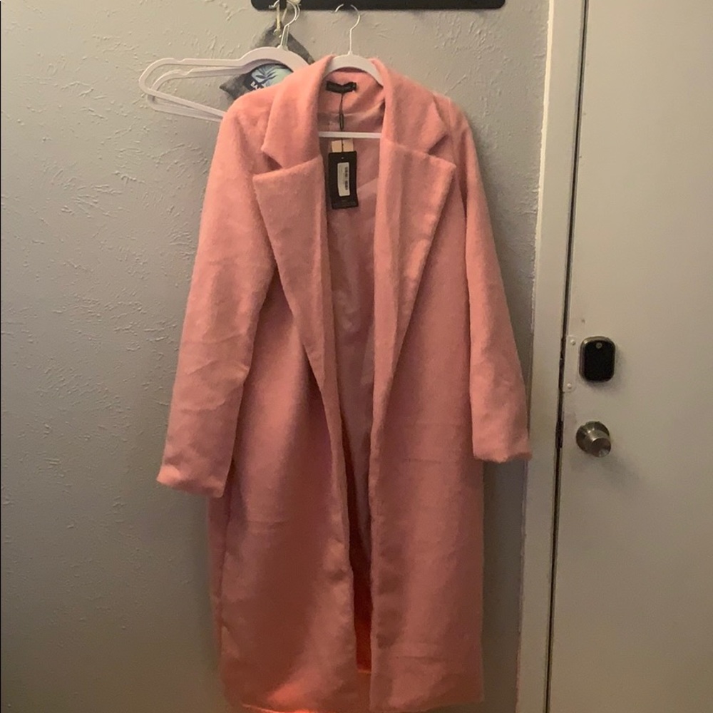PLT PINK LONINE FUR COAT